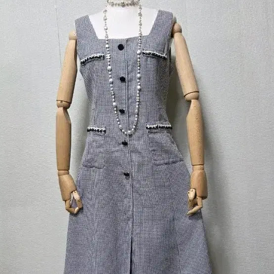 [BUNJANG] Plastic Island Square Neck Checkered Dress / 플라스틱 아일랜드 스퀘어넥 체크원피스