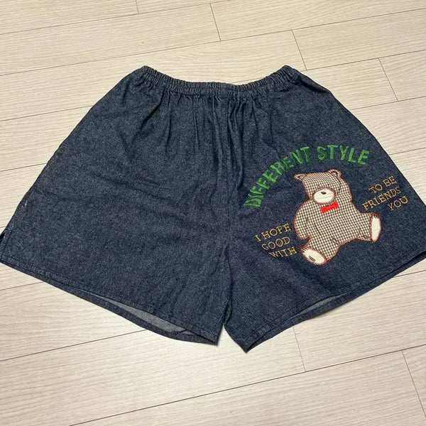 [BUNJANG] Vintage Bear Patch Denim Shorts / 곰돌이패치 데님 반바지
