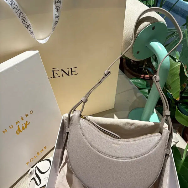 [BUNJANG] Polene Clutch Bag Shoulder Bag Light Gray Calfskin Leather Women's / 폴렌느 클러치백 숄더백 연그레이  소가죽 여성