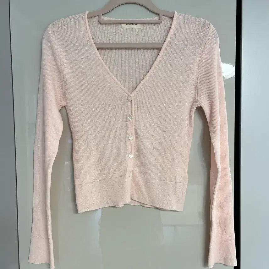 [BUNJANG] Berryu V-Neck Baby Pink Cardigan / 베리유 브이넥 연핑크 가디건 새상품