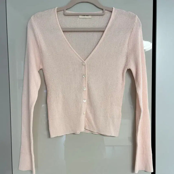 [BUNJANG] Berryu V-Neck Baby Pink Cardigan / 베리유 브이넥 연핑크 가디건 새상품