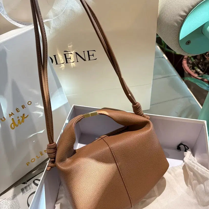 [BUNJANG] Polene Brown Calfskin Leather Clutch Shoulder Bag / 폴렌느 클러치백 숄더백 갈색 소가죽 여성