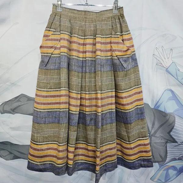 [BUNJANG] Christian Dior Linen Stripe Long Skirt / Christian Dior  디올  린넨  스커트
