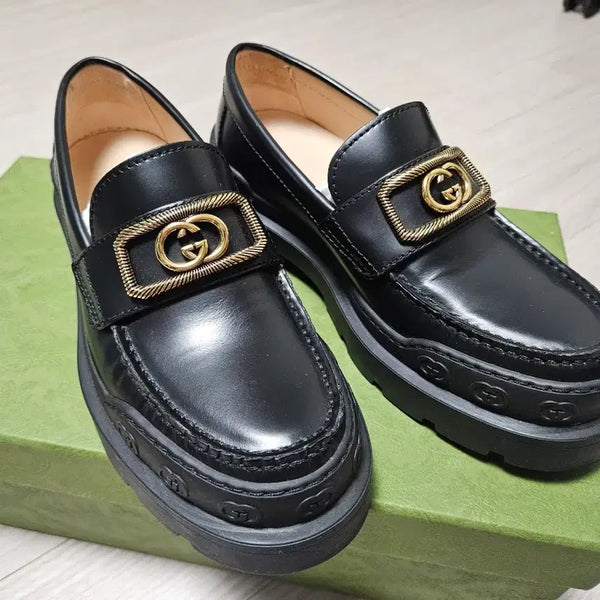 [BUNJANG] Gucci GG Interlocking Black Loafers Size 36 (230) / 구찌 GG 인터로킹 블랙 로퍼 36사이즈 (230)