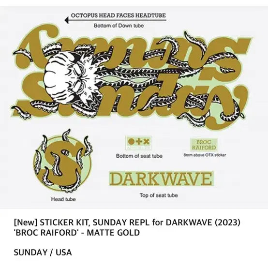 [BUNJANG] Sunday Darkwave 2023 BMX Decals / 새상품 2023 선데이 다크웨이브 데칼 bmx