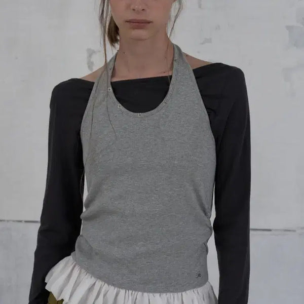 [BUNJANG] Foeto Petal Edge Halter Top - Gray / (택o/새상품) foeto 포에토 페탈 엣지 홀터탑 그레이