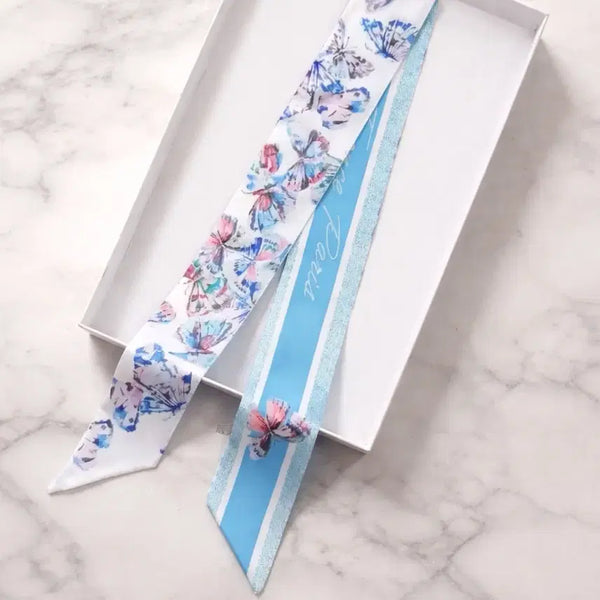 [BUNJANG] Butterfly Print Twilly Scarf - New Arrival / 나비 프린팅 트윌리 스카프  새상품