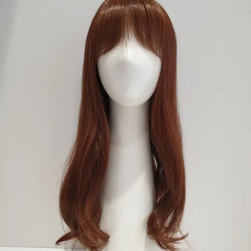 [BUNJANG] Long Wavy Full Wig with Bangs - Cinnamon / 앞머리 있는 긴 웨이브 통가발