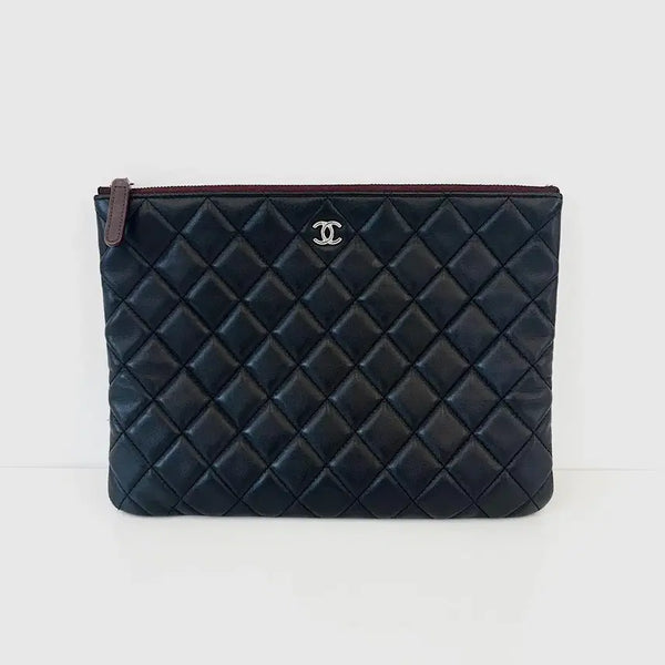 [BUNJANG] Chanel Lambskin Clutch Silver Medium / 풀구성 샤넬 램스킨 클러치 은장 미디움