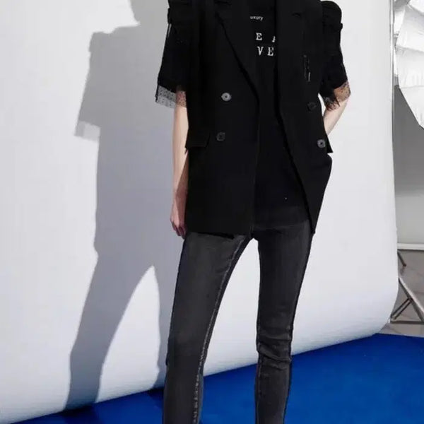 [BUNJANG] Zara Black Denim Side Stripe Skinny Jeans / 자라 블랙 데님 옆줄 스키니진