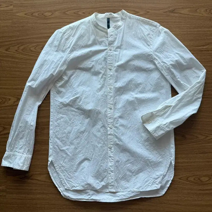 [BUNJANG] Kazuyuki Kumagai Attachment Cotton Band Collar Shirring Shirt / 카즈유키 쿠마가이 어태치먼트 코튼 밴드 칼라 셔링 셔츠