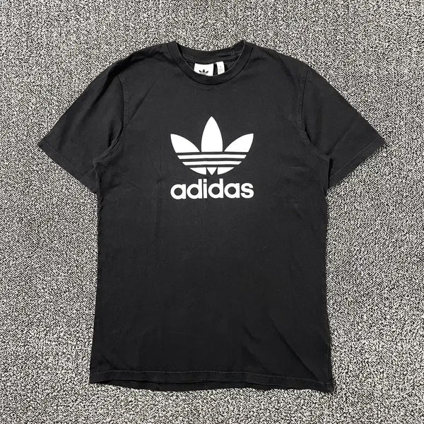 [BUNJANG] Adidas Big Trefoil Logo Basic Short Sleeve T-Shirt Black / 빈티지9. 아디다스 빅 트레포일 로고 베이직 반팔 티셔츠 반소매 블랙