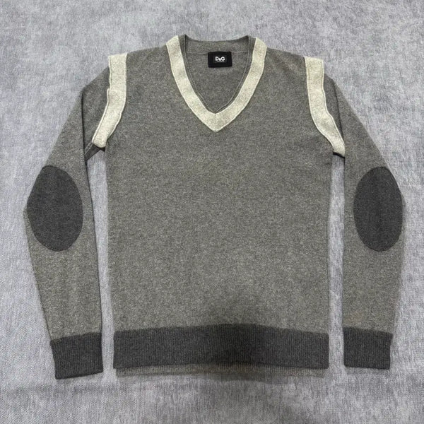 [BUNJANG] Dolce & Gabbana D&G V-Neck Knit Patch Sweater XXXL / Xxxl 돌체앤가바나 D&G 브이넥 니트 패치 스웨터