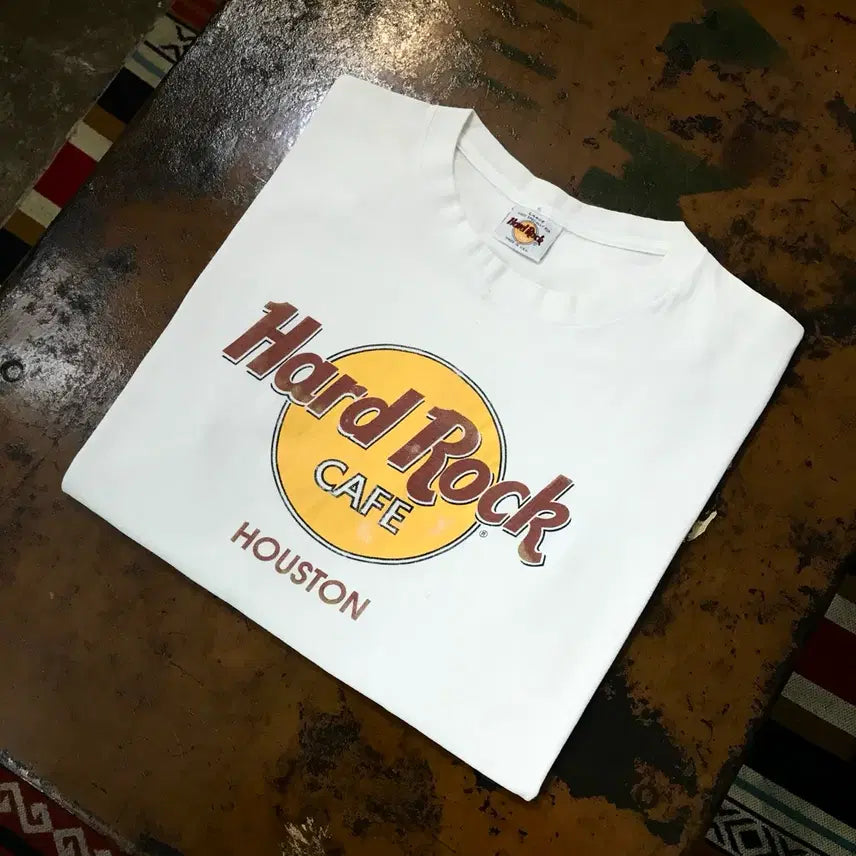 [BUNJANG] Hard Rock Cafe Houston White Short Sleeve T-Shirt Men's L (105) / 하드락카페 휴스턴 화이트 숏 슬리브 반팔티 남성 105 사이즈