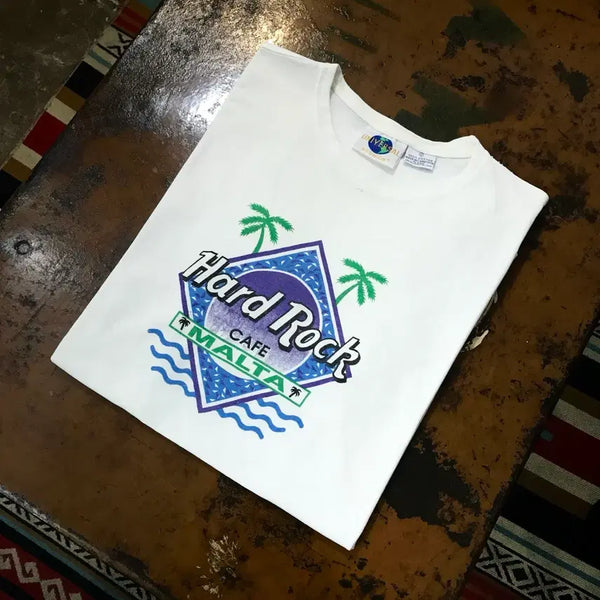 [BUNJANG] Hard Rock Cafe Malta White Short Sleeve T-Shirt (Men's L / 105) / 하드락카페 몰타 화이트 숏 슬리브 반팔티 남성 105 사이즈
