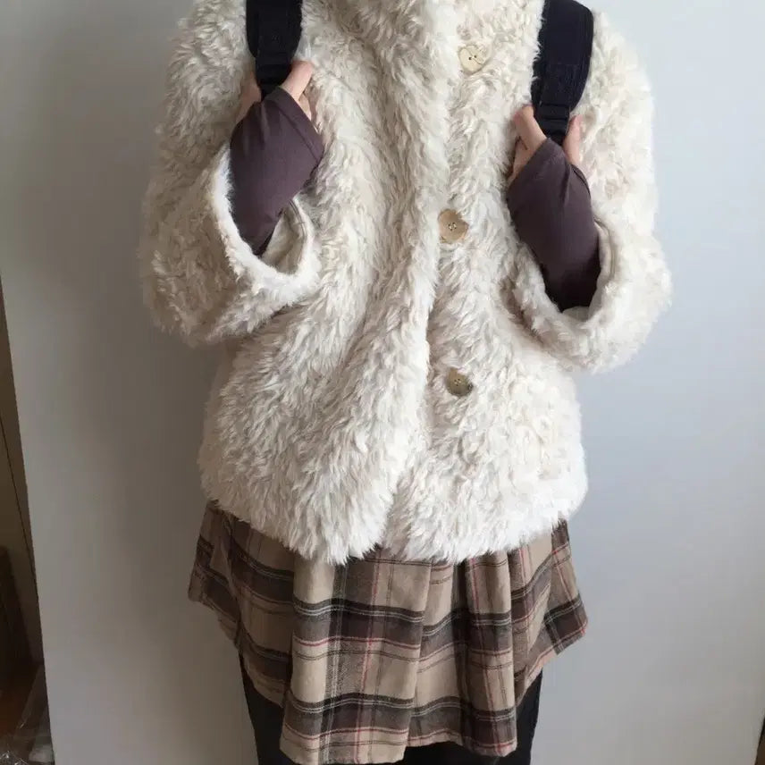 [BUNJANG] Zigzag Dougie Fur Jacket Fur Coat / 지그재그 더기 퍼자켓 퍼코트