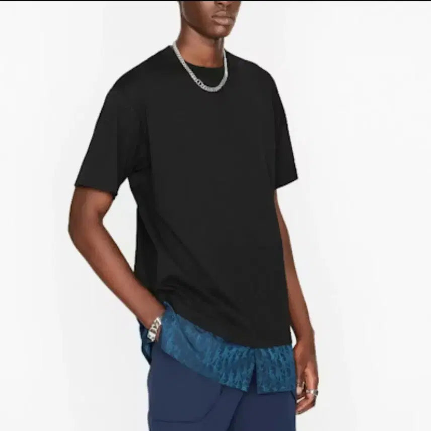 [BUNJANG] Dior Silk Layered Oblique T-Shirt Black / 디올 실크 레이어드 오블리크 티셔츠 블랙