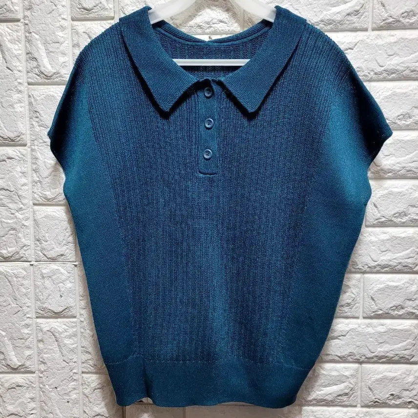 [BUNJANG] Linen Blend Collar Short-Sleeve Knit Top / 가슬가슬 마혼방 카라넥 반팔 니트