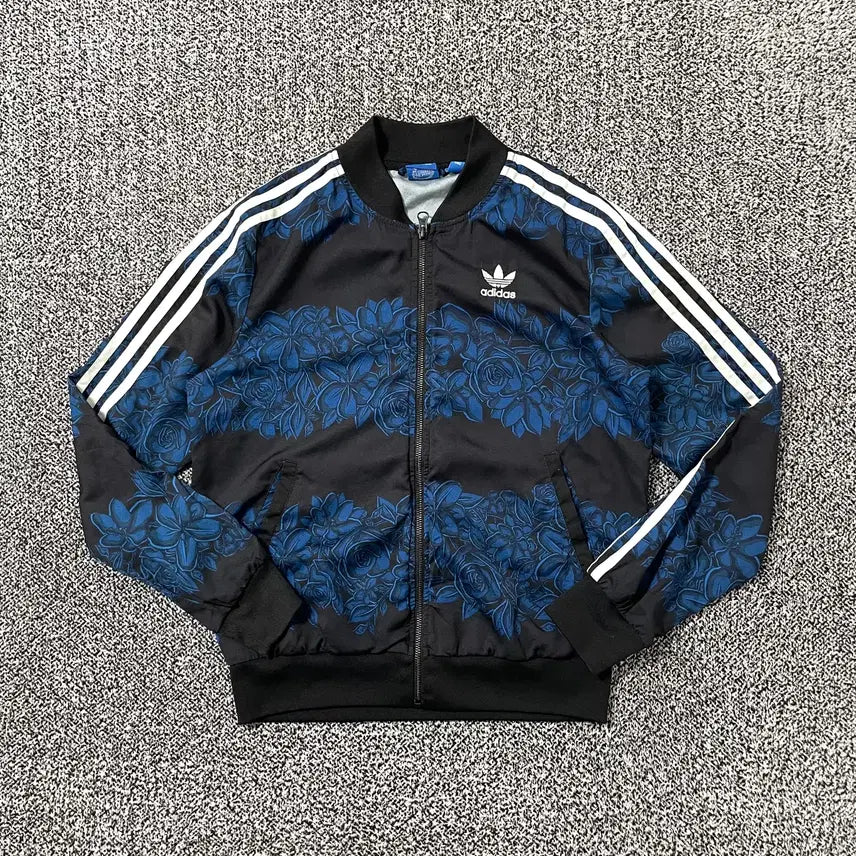 [BUNJANG] Adidas Floral Firebird Track Top Jersey - Black/Blue / 빈티지9. 아디다스 플로랄 파이어버드 트랙탑 져지 블랙 블루