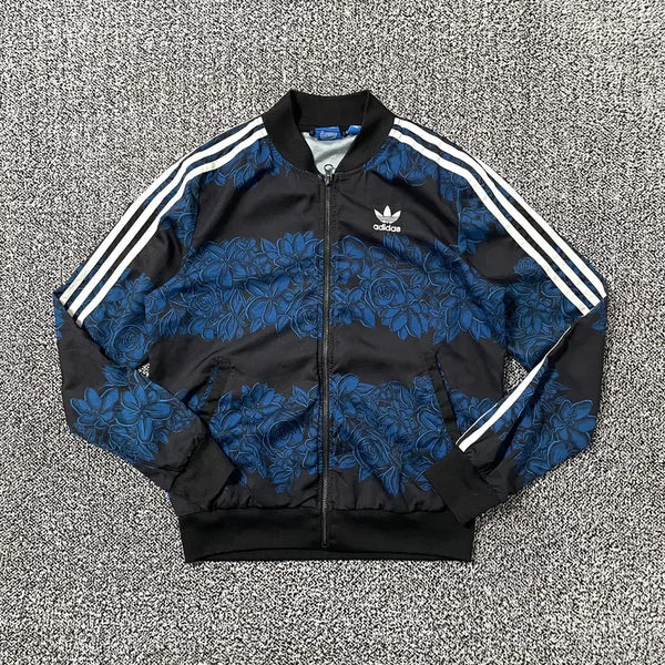 [BUNJANG] Adidas Floral Firebird Track Top Jersey - Black/Blue / 빈티지9. 아디다스 플로랄 파이어버드 트랙탑 져지 블랙 블루