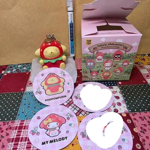 [BUNJANG] Sanrio Strawberry Candy Gacha Keychain Figure / 산리오 스트로베리 딸기 키링 캔디 가챠 탑토이 피규어 폼폼푸린 마멜 바츠