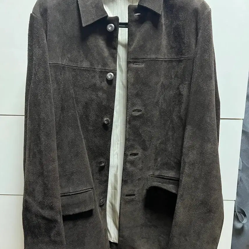 [BUNJANG] Kang Jung Suk Leather Car Coat Brown / 강정석 레더 카코트 브라운 50