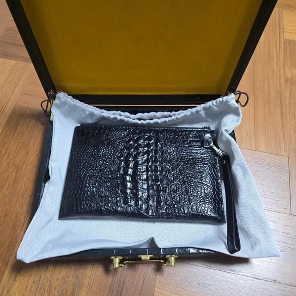 [BUNJANG] Genuine Crocodile Leather Slim Clutch Bag / 고급 천연 악어가죽 슬림 클러치백