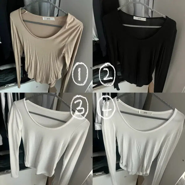 [BUNJANG] Long Sleeve Slim Fit T-Shirt / 여름 봄 가을 쫄티 긴팔 티셔츠 (가격 제시 받음)