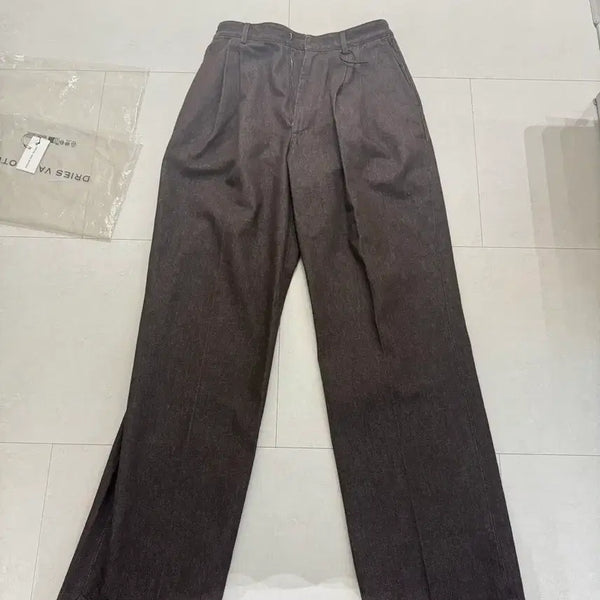 [BUNJANG] Dries Van Noten Pleated Wide-Fit Brown Cotton Denim Pants / 드리스 반 노튼 플리츠 데님 브라운 팬츠
