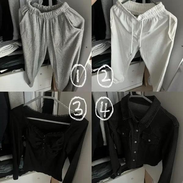 [BUNJANG] Lace Detail Long Sleeve Top / 조거팬츠 자켓 레이스 긴팔티 (가격 제시 받음)