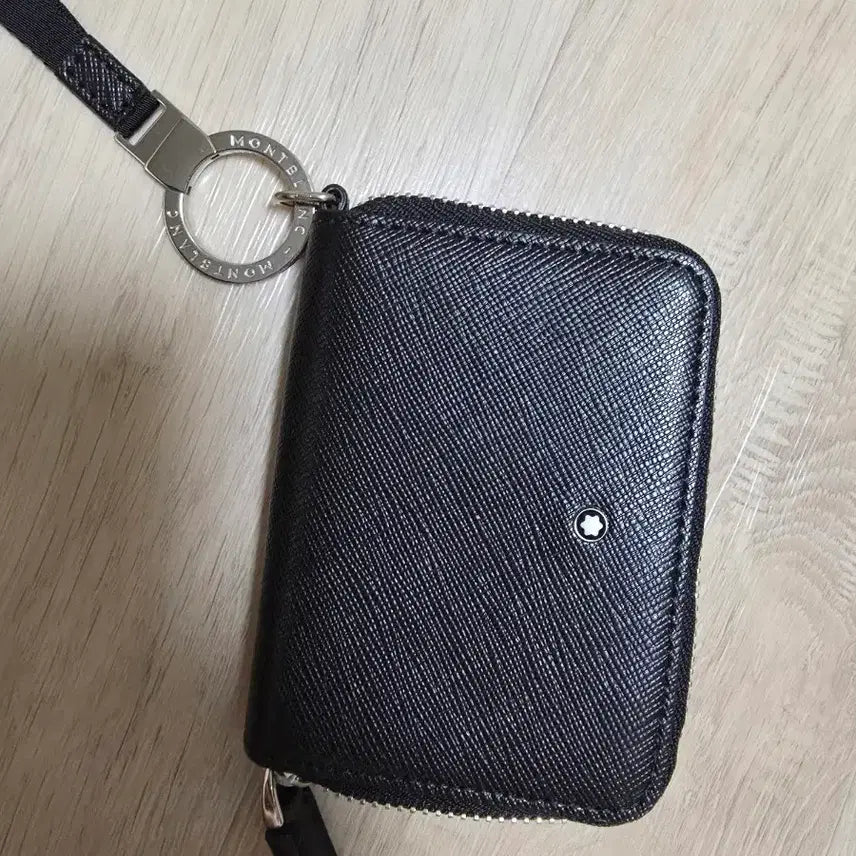 [BUNJANG] Montblanc Black Leather Pocket Coin Wallet with Strap / 몽블랑 블랙 레더 포켓 동전 지갑 + 스트랩