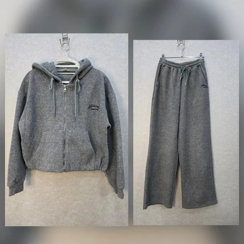 [BUNJANG] LAP Embroidered Logo Hooded Zip-up & Wide Pants Set / LAP 셋트) 도톰 타월 자수 로고 후드집업 & 와이드 팬츠 셋업
