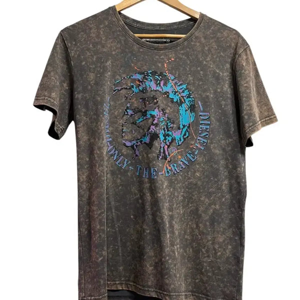 [BUNJANG] Diesel Tie-Dye Washed Short Sleeve T-Shirt Brown XL / 디젤(DIESEL) 타이다이 워싱 반팔 티셔츠 브라운 XL