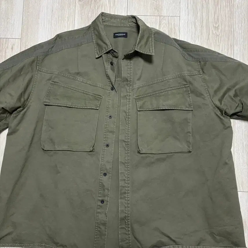 [BUNJANG] P.archive 'From What' Washed Shirt Jacket Khaki Size 2 / [2] 파아카이브 파프롬왓 워시드 셔츠자켓