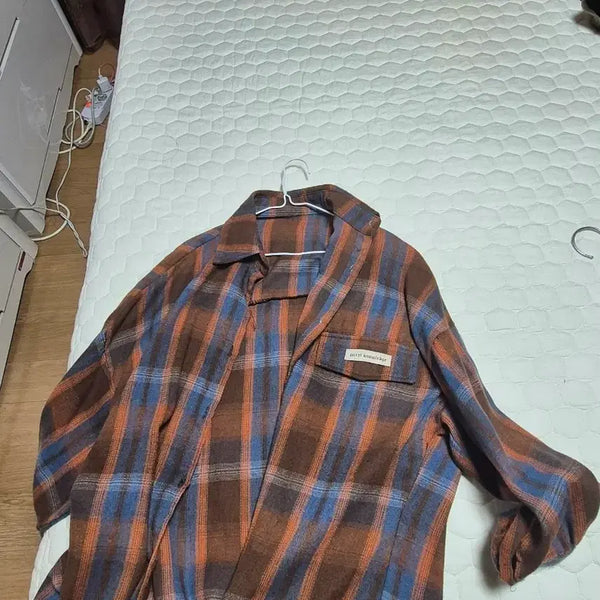 [BUNJANG] Brown/Blue Check Flannel Shirt / 브라운/블루 체크 남방 셔츠