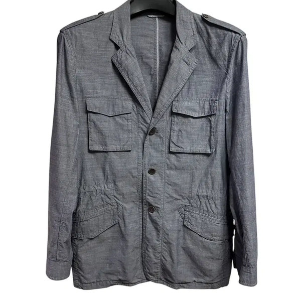[BUNJANG] NINA RICCI Safari Field Blazer Jacket Grey XL (105) / 니나리찌 사파리 필드 자켓 블레이져 그레이 XL(105)