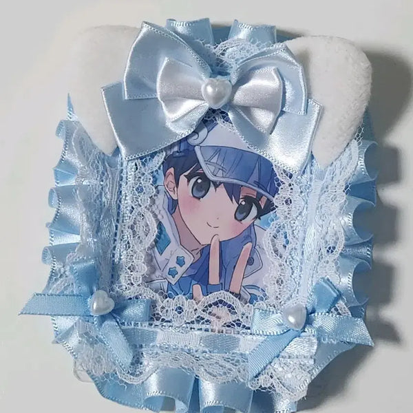 [BUNJANG] Blue Neko Lace Top Loader Holder / 블루 네코 레이스탑꾸 고양이귀 탑꾸 리본탑로더 포카홀더