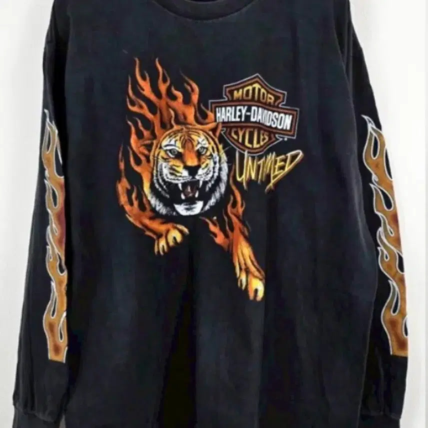 [BUNJANG] Vintage Harley Davidson Red Flame Long Sleeve T-Shirt XL / (rep) 빈티지 할리 페이딩 롱슬리브rd