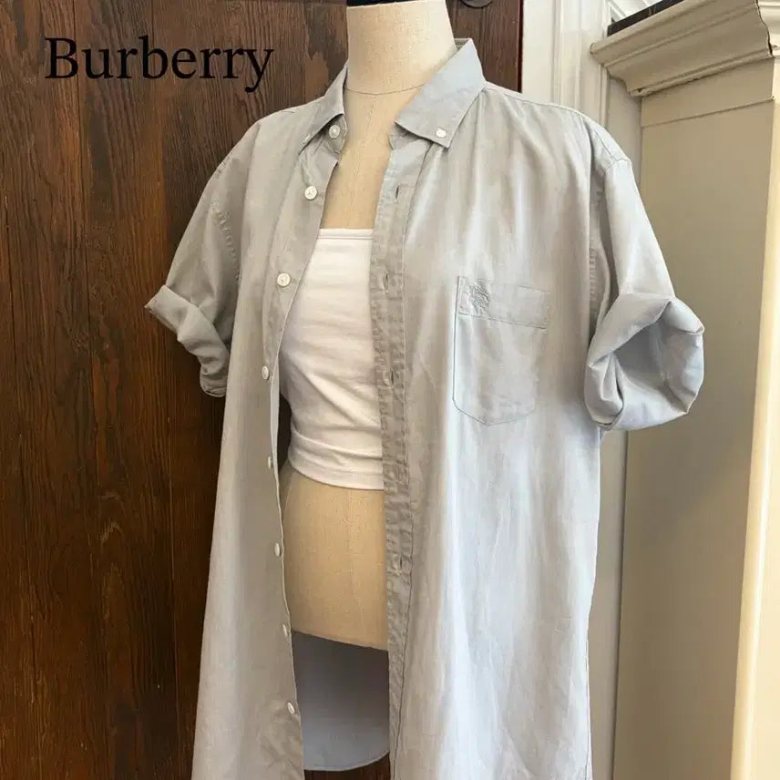 [BUNJANG] Burberry Grey Short Sleeve Shirt / 버버리 정품 그레이 반팔셔츠