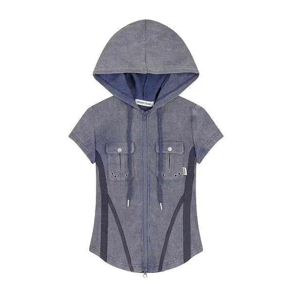 [BUNJANG] Wonderplace Ordinary Holiday Half Zip-Up T-shirt Blue / 원더플레이스 오디너리홀리데이 반팔집업 블루