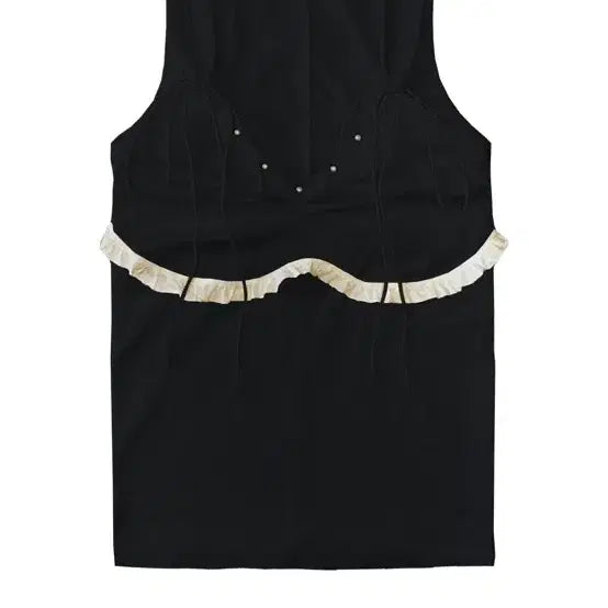 [BUNJANG] Chemeccy Frill Sleeveless Black / 체메씨 프릴 슬리브리스 블랙