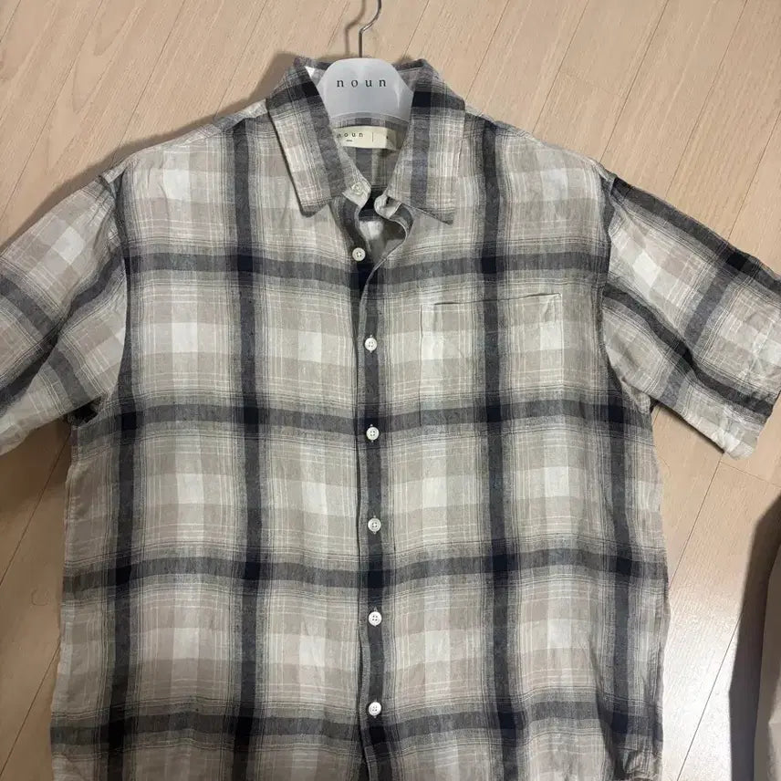 [BUNJANG] Noun Check Linen Shirt Size 1 / noun 체크 린넨 셔츠 1사이즈