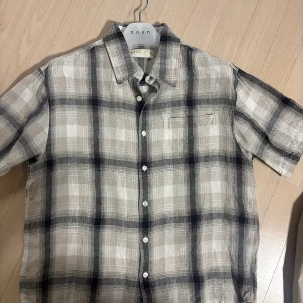 [BUNJANG] Noun Check Linen Shirt Size 1 / noun 체크 린넨 셔츠 1사이즈