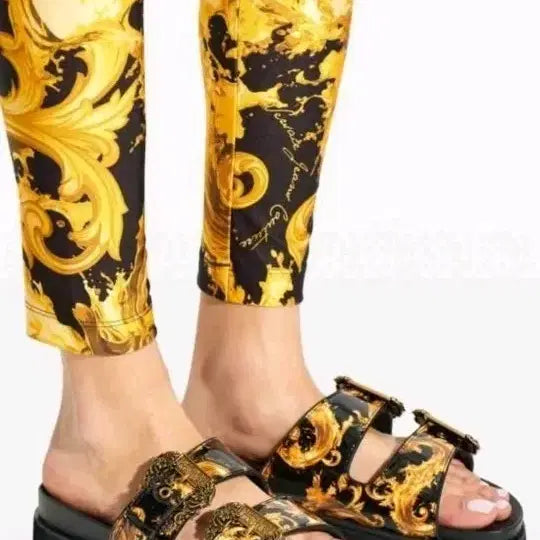 [BUNJANG] Versace Baroque Buckle Arizona Platform Sandals Black/Gold / (새제품)남녀공용 베르사체 플랫폼 샌들 블랙/골드 36~40