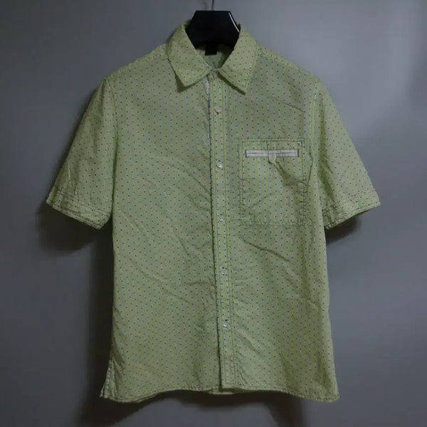 [BUNJANG] Marc Jacobs Short Sleeve Shirt Green Stripe Dot Cotton Size M / 마크제이콥스 반소매 셔츠 M