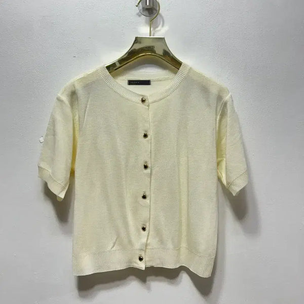 [BUNJANG] Skitria Short Sleeve Heart Cardigan Ivory / Skitria 반팔 하트 가디건 아이보리