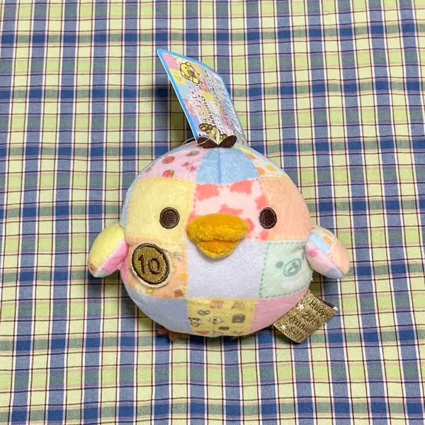 [BUNJANG] San-X Rilakkuma 20th Anniversary Kiiroitori Patchwork Keychain Plush / 산엑스 리락쿠마 20주년 한정 성곰식 패치워크 키이로이토리 키링 인형