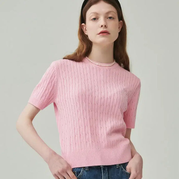 [BUNJANG] Ronron Cable Round Knit / 론론 케이블 라운드 니트
