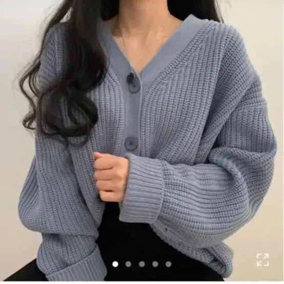 [BUNJANG] Astyle Knit Cardigan Sky Blue / 에이블리 니트 가디건 하늘