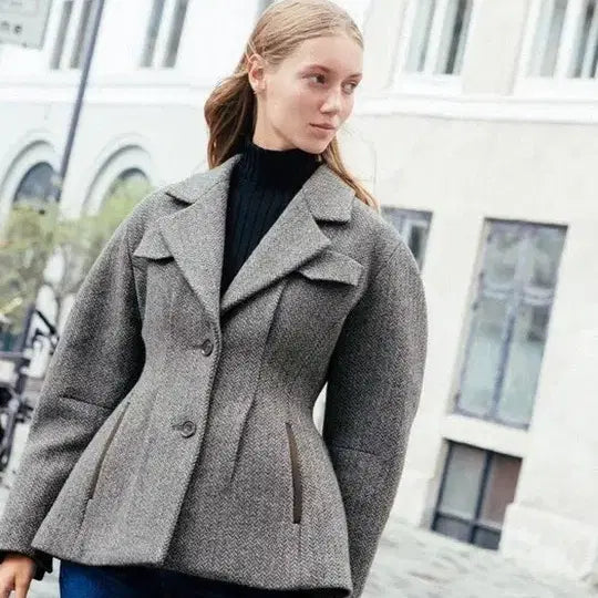 [BUNJANG] AND YOU Volume Us Herringbone Jacket / 앤유(AND YOU)볼륨어스 슬리브 헤링본 자켓